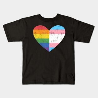 Heart with and transgender flag for pride month Kids T-Shirt